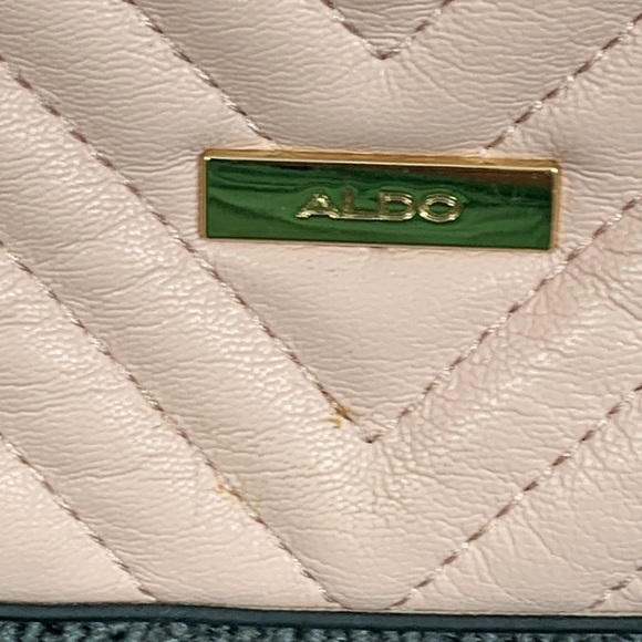 Aldo Crossbody Bag Womens Small Pink PU Faux Leather Quilted Chevron Handbag - Picture 5 of 17